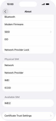 Your phone's EID number is displayed below EID.