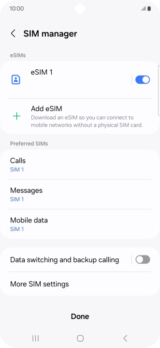 Press the required eSIM.