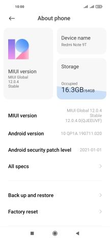 Press MIUI version. If a new software version is available, it's displayed. Follow the instructions on the screen to update the phone software.