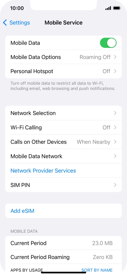 Press Mobile Data Options. Press Mobile Data Options.