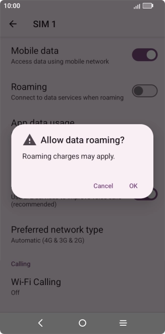 Press OK to turn the function on or off.