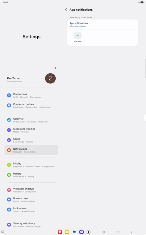 Press Add apps and follow the instructions on the screen to select which apps you would like to receive notifications from when Do Not Disturb is turned on. Press Add apps and follow the instructions on the screen to select which apps you would like to receive notifications from when Do Not Disturb is turned on.