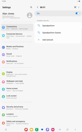 Press the required Wi-Fi network.
