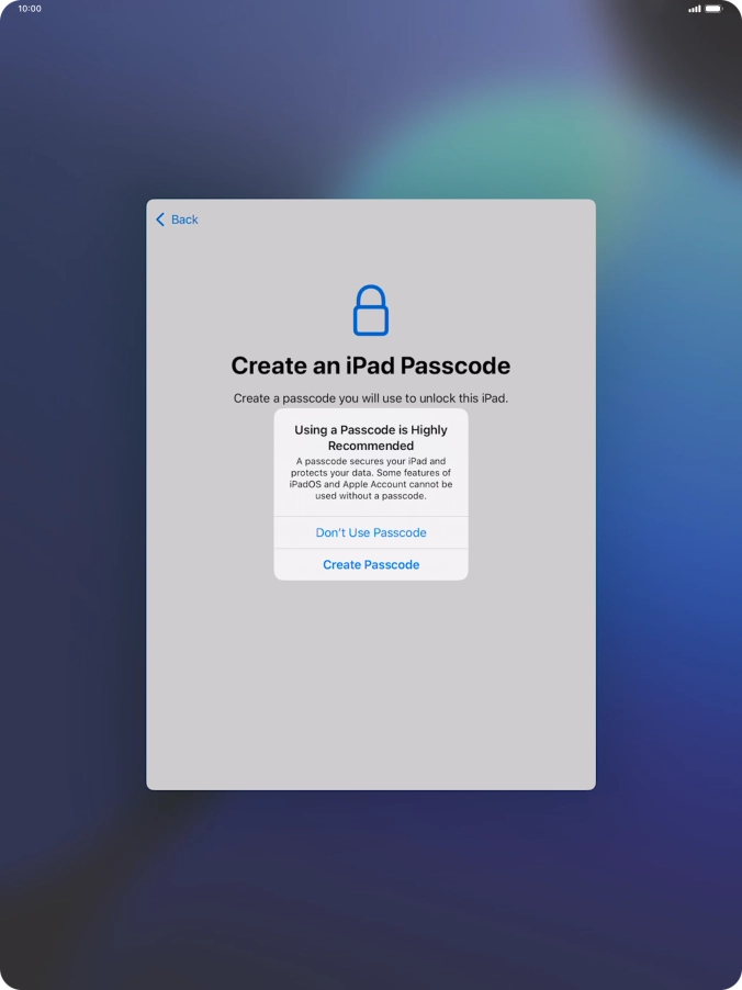 If you turn off the function, press Don't Use Passcode.