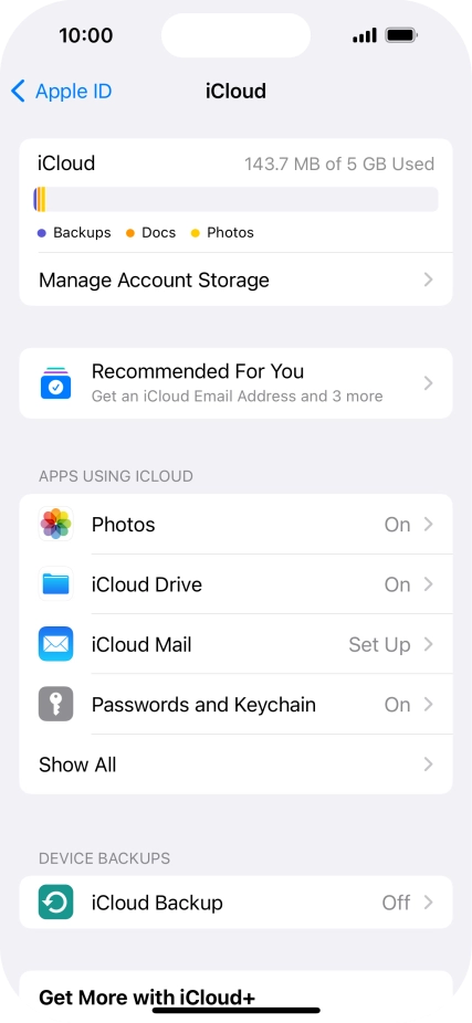 Press iCloud Drive.