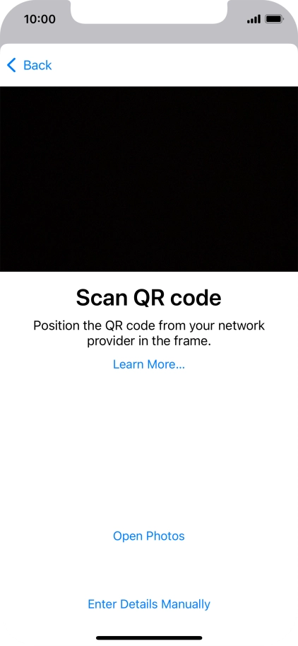 Place the QR code you've received inside the phone camera frame to scan the code. Your eSIM is transferred to your new phone over the internet.
