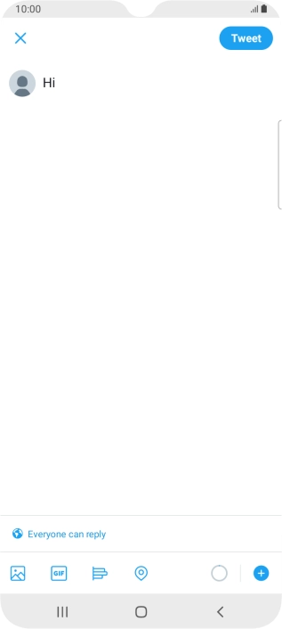 Write the required text and press Tweet. Write the required text and press Tweet.