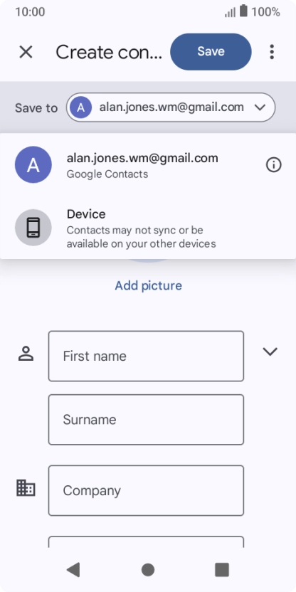 Press the required Google account.