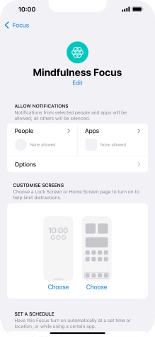Press People and follow the instructions on the screen to select which contacts you would like to receive calls and notifications from when the selected focus mode is active.