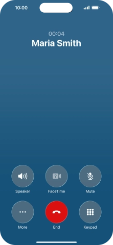 Press the end call icon to end the call and return to the home screen. Press the end call icon to end the call and return to the home screen.