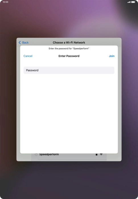Key in the password for the Wi-Fi network and press Join.