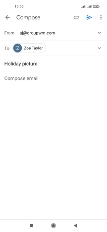 Press the text input field and write the text for your email message. Press the text input field and write the text for your email message.