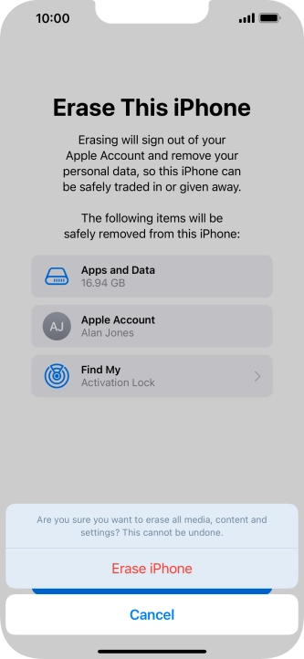 Press Erase iPhone. Press Erase iPhone.