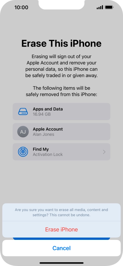 Press Erase iPhone. Press Erase iPhone.