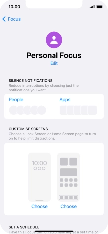 Press People and follow the instructions on the screen to select which contacts you would like to receive calls and notifications from when the selected focus mode is active.