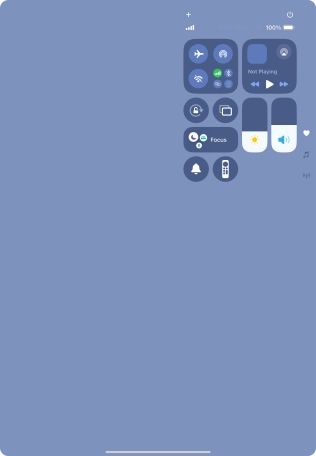 Slide your finger up or down on the screen to select the required Control Centre page.