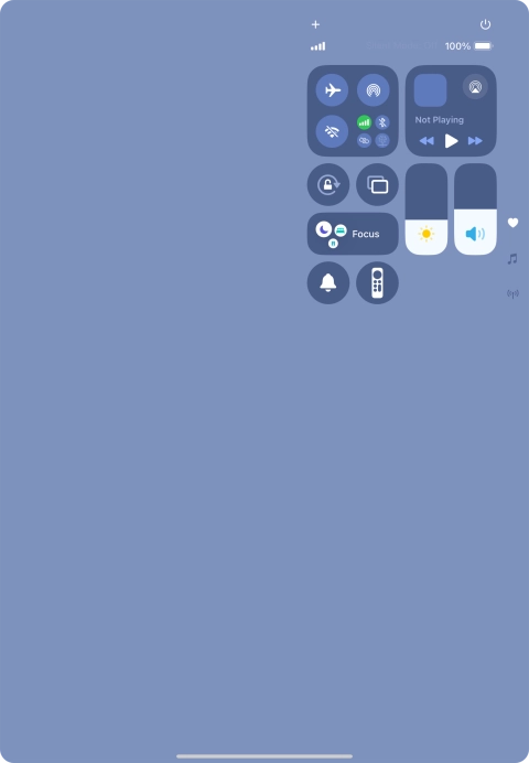 Slide your finger up or down on the screen to select the required Control Centre page.