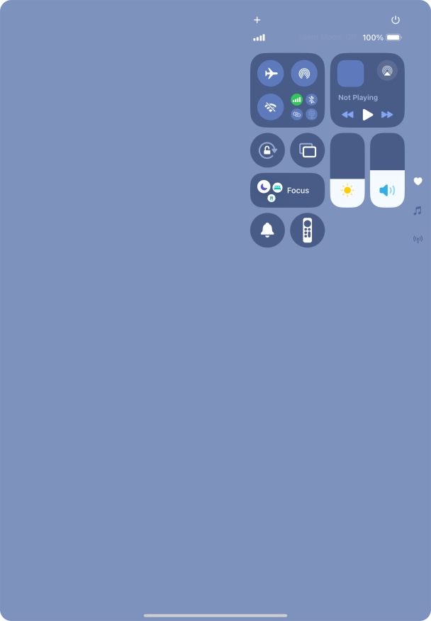 Slide your finger up or down on the screen to select the required Control Centre page.