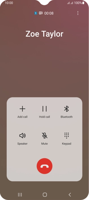 Press the end call icon. Press the end call icon.