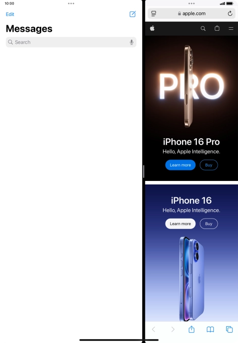 The applications are now displayed on a split screen. The applications are now displayed on a split screen.