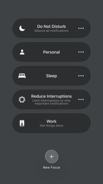 Press the required focus mode to activate or deactivate it immediately.