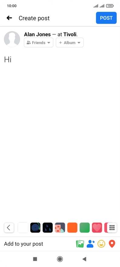 Write the required text and press POST. Write the required text and press POST.
