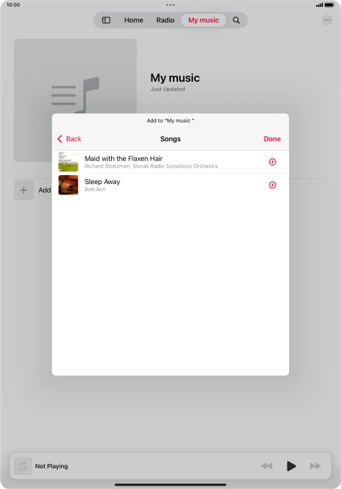 Go to the required category and press the add icon next to the required audio file. Go to the required category and press the add icon next to the required audio file.
