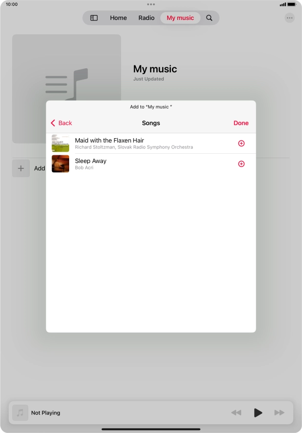 Go to the required category and press the add icon next to the required audio file. Go to the required category and press the add icon next to the required audio file.