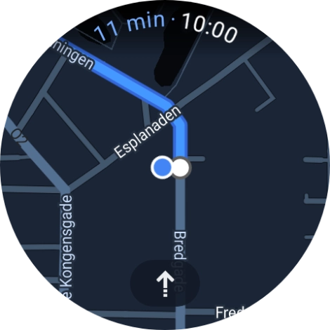 Press the route description icon to return to the directions. Press the route description icon to return to the directions.