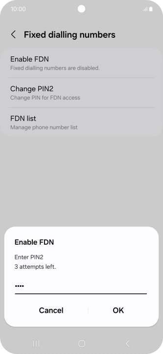 Key in your PIN2 and press OK. The default PIN2 is 1111.