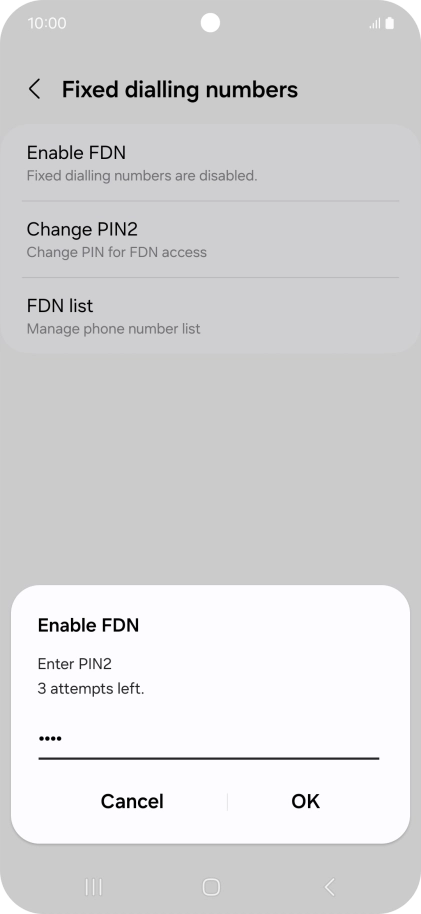 Key in your PIN2 and press OK. The default PIN2 is 1111.