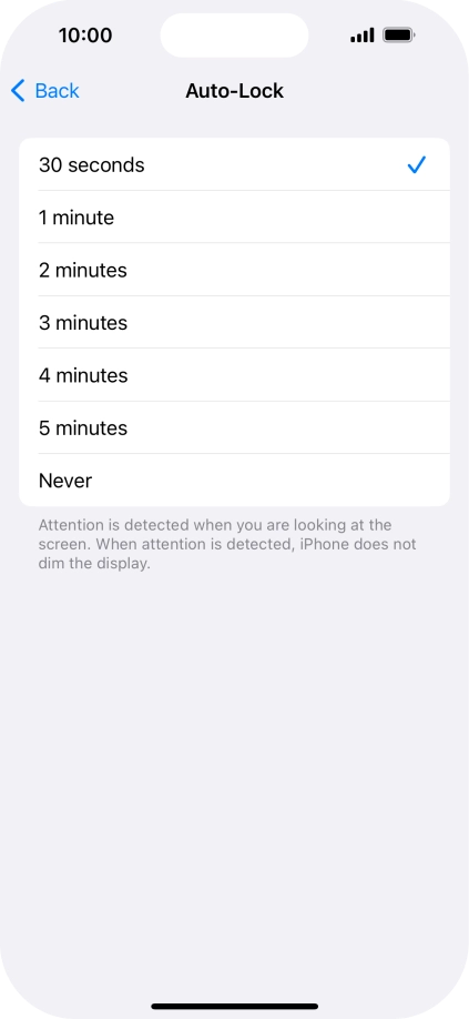 Press the required setting.