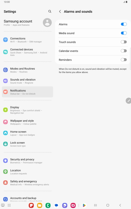 Press the indicators to turn sound and vibration for the selected functions on or off. Press the indicators to turn sound and vibration for the selected functions on or off.