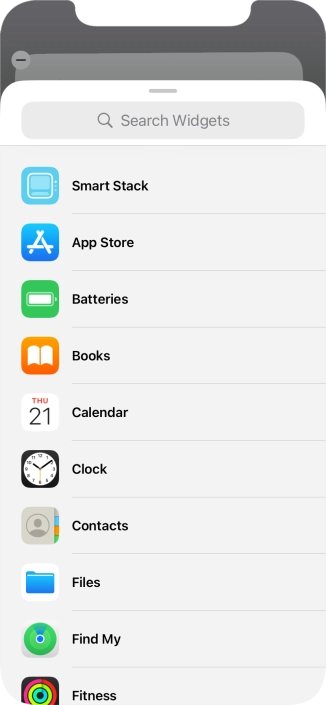 Press the required widget. Press the required widget.