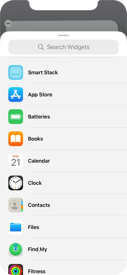 Press the required widget. Press the required widget.