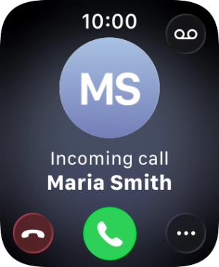 Press the Digital Crown when you get a call.