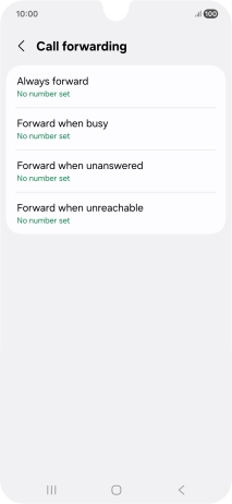 Press the required divert type. Press the required divert type.