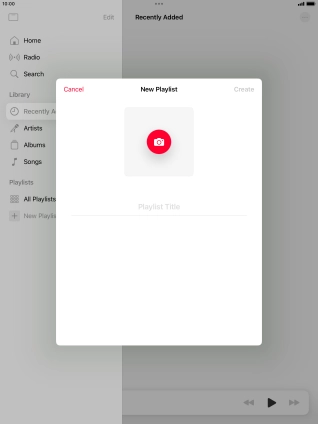 Press the text input field and key in a name for the playlist. Press the text input field and key in a name for the playlist.