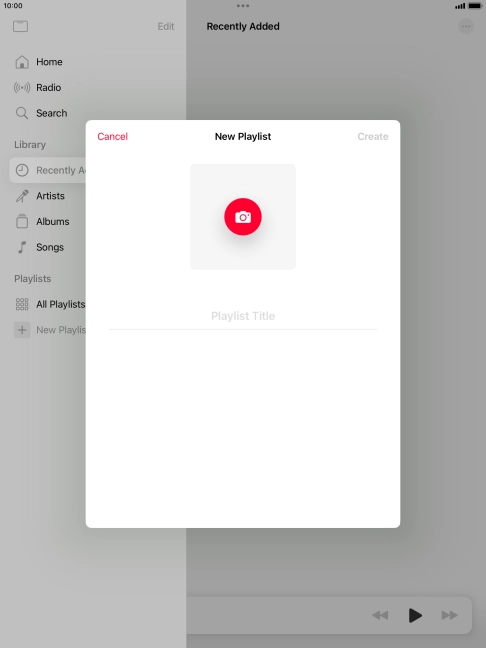 Press the text input field and key in a name for the playlist. Press the text input field and key in a name for the playlist.