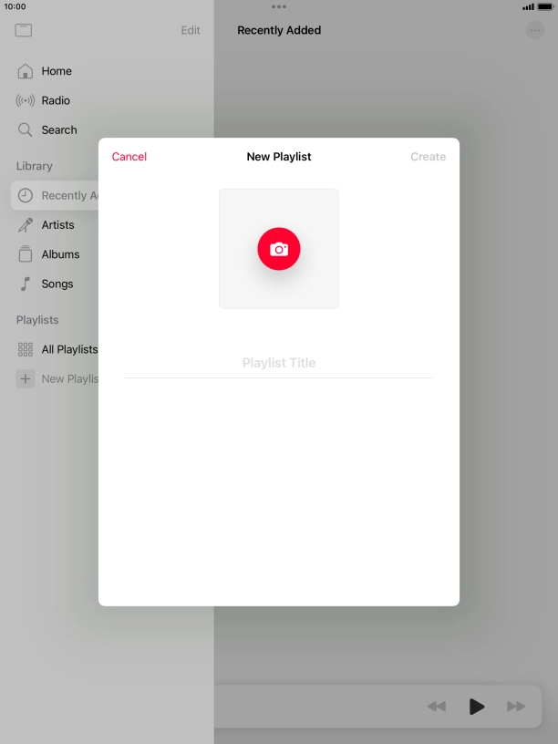 Press the text input field and key in a name for the playlist. Press the text input field and key in a name for the playlist.