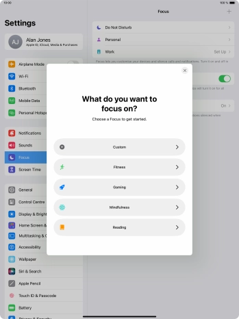 Press the required focus mode and follow the instructions on the screen to add the selected focus mode.