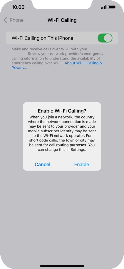 If you turn on the function, press Enable. If you turn on the function, press Enable.
