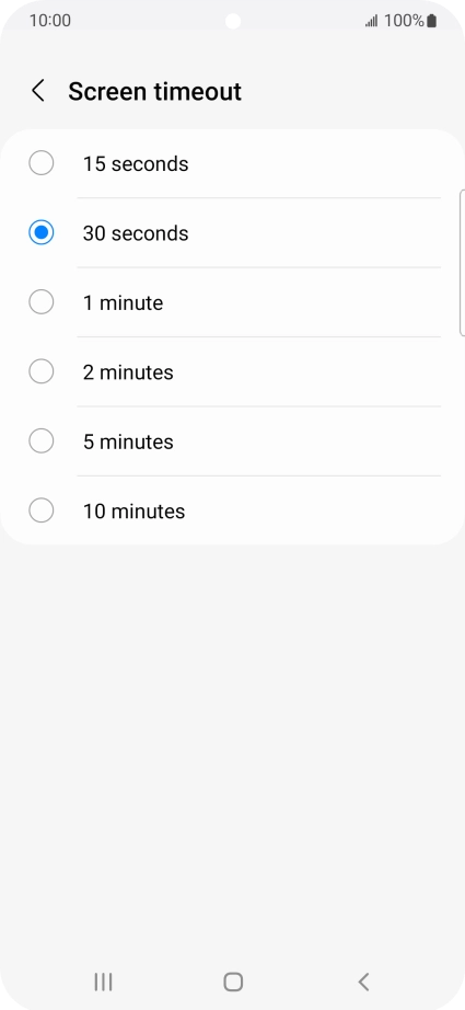Press the required setting. Press the required setting.