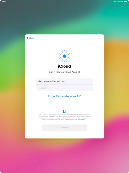 Press Required and key in the password for your Apple ID.