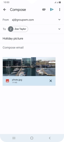 Press the text input field and write the text for your email message.