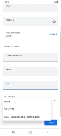 Press the required setting.