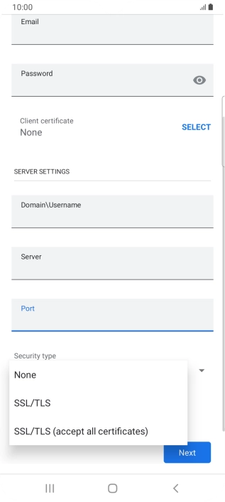 Press the required setting.