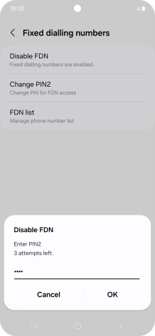 Key in your PIN2 and press OK. The default PIN2 is 1111.