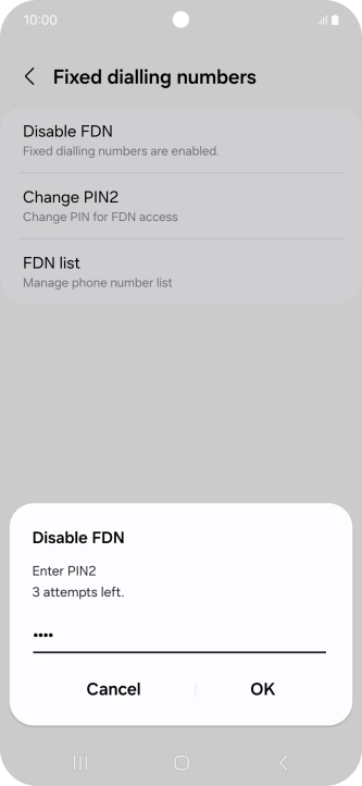 Key in your PIN2 and press OK. The default PIN2 is 1111.