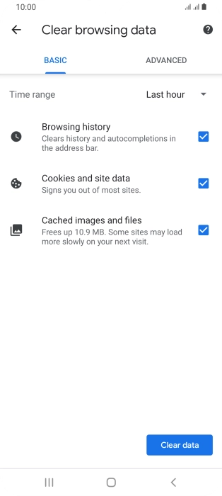 Press the fields next to the required data types. Press the fields next to the required data types.